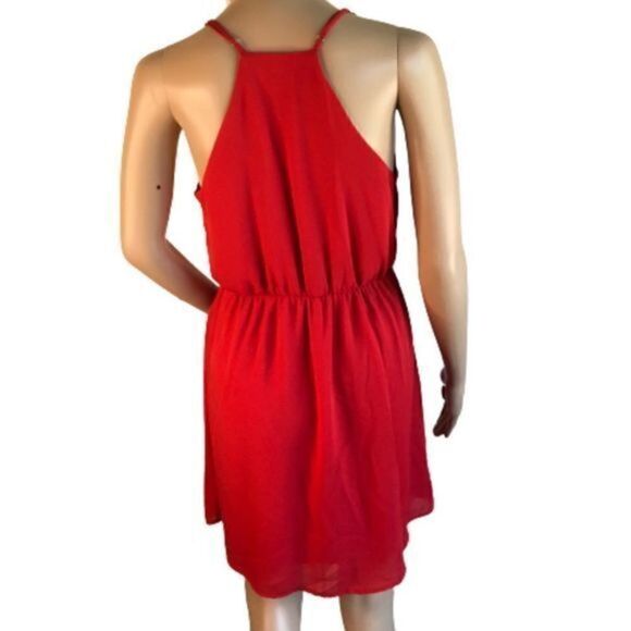 Francesca’s Birdcage Label Ruffle Front Spaghetti Strap Dress in Red Size Small - Picture 3 of 5